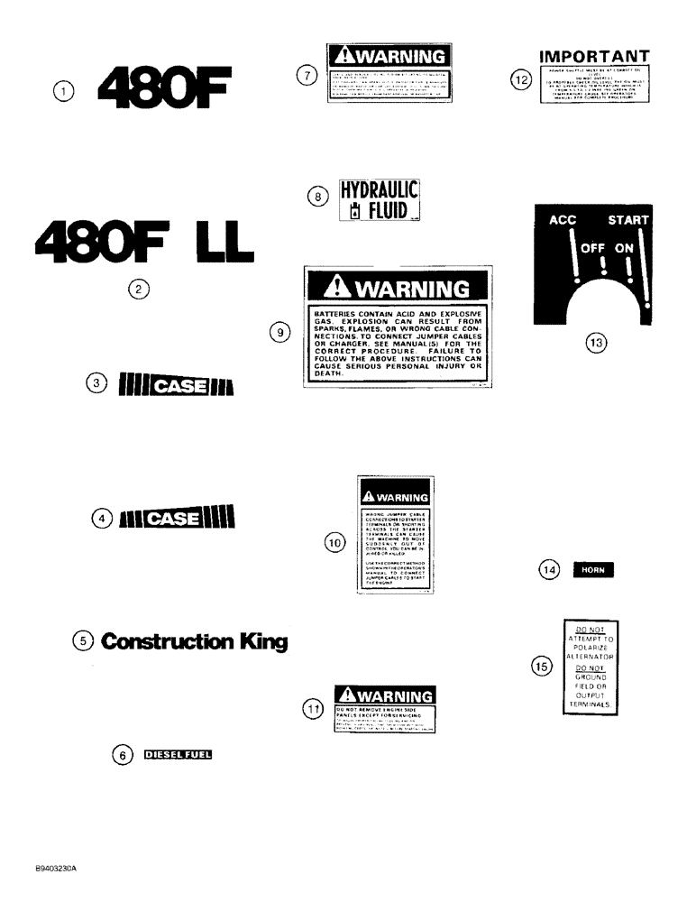 Схема запчастей Case 480F LL - (9-160) - DECALS (09) - CHASSIS/ATTACHMENTS