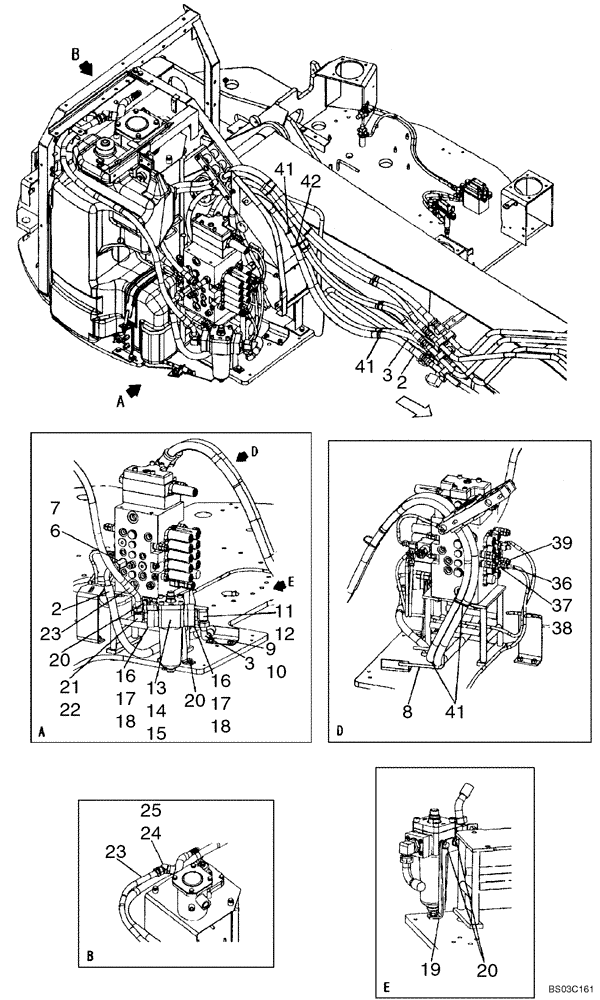Схема запчастей Case CX75SR - (08-39) - HYDRAULICS, AUXILIARY - SINGLE ACTING CIRCUIT (08) - HYDRAULICS