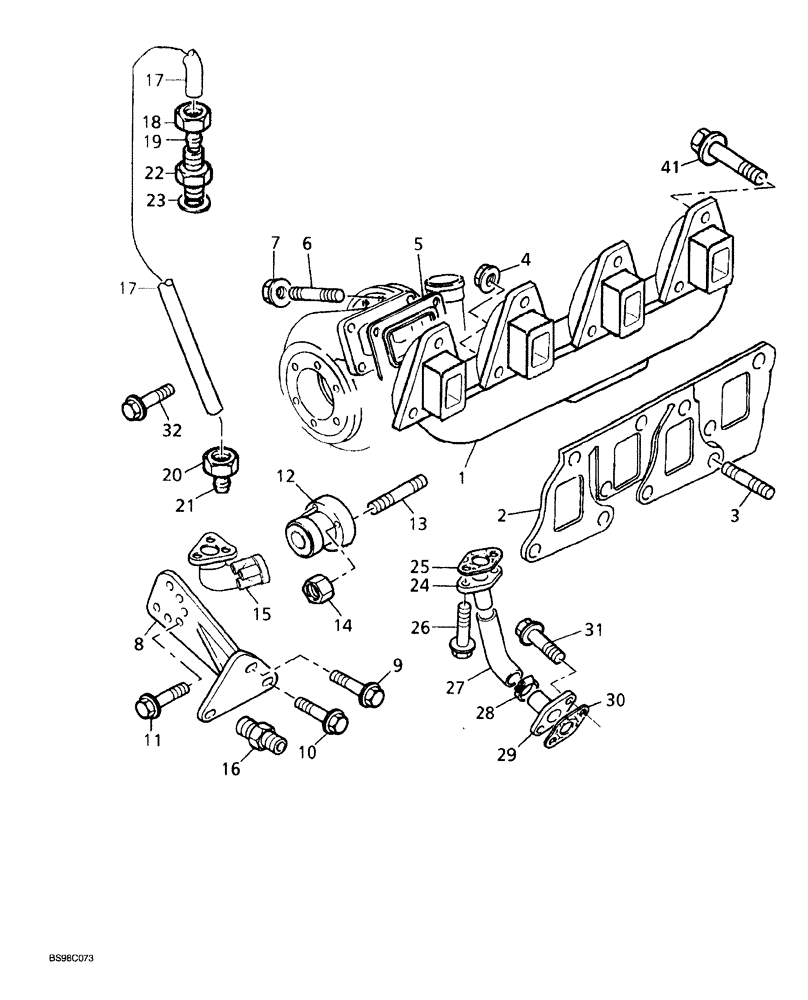Схема запчастей Case 689G - (02-16) - EXHAUST MANIFOLD (02) - ENGINE