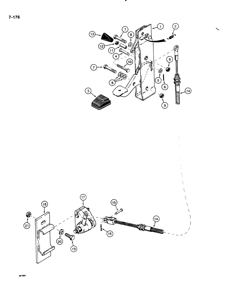 Схема запчастей Case DH4B - (7-176) - PARKING BRAKE, FOOT BRAKE (07) - BRAKES