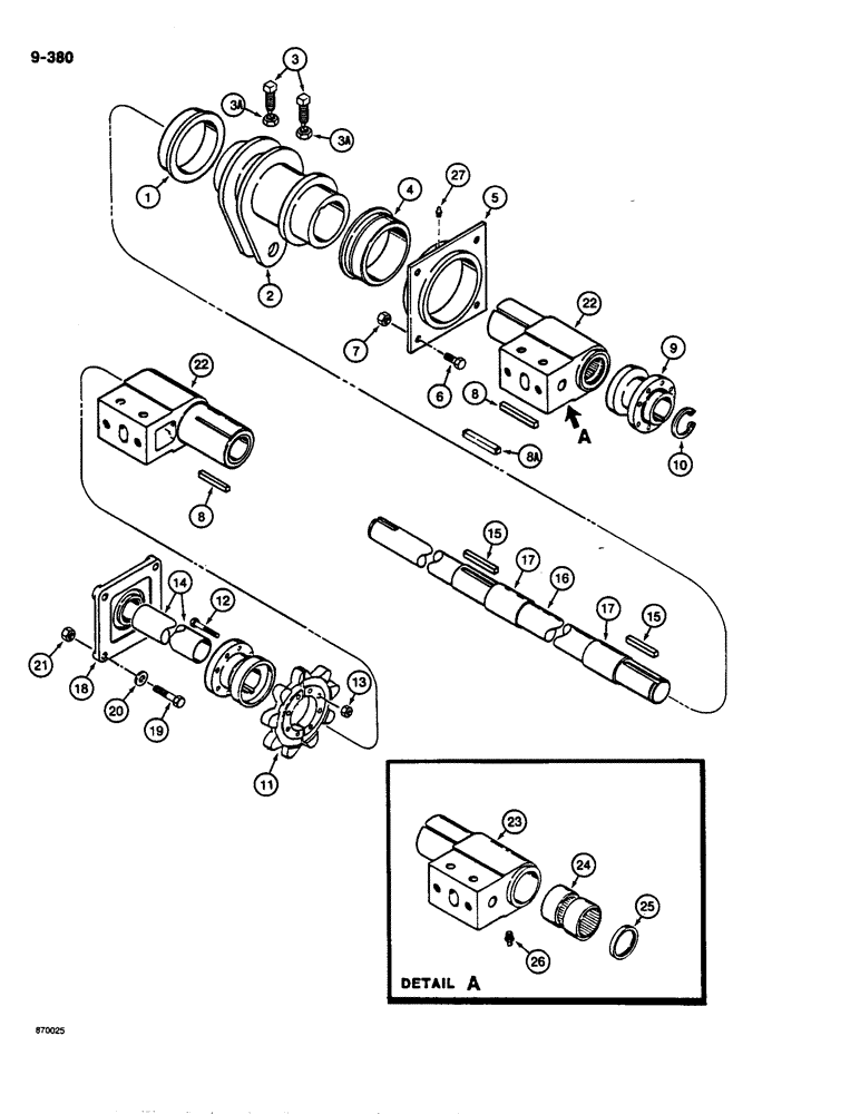 Схема запчастей Case DH4B - (9-380) - OFFSET TRENCHER HEADSHAFT MOUNTING (09) - CHASSIS/ATTACHMENTS