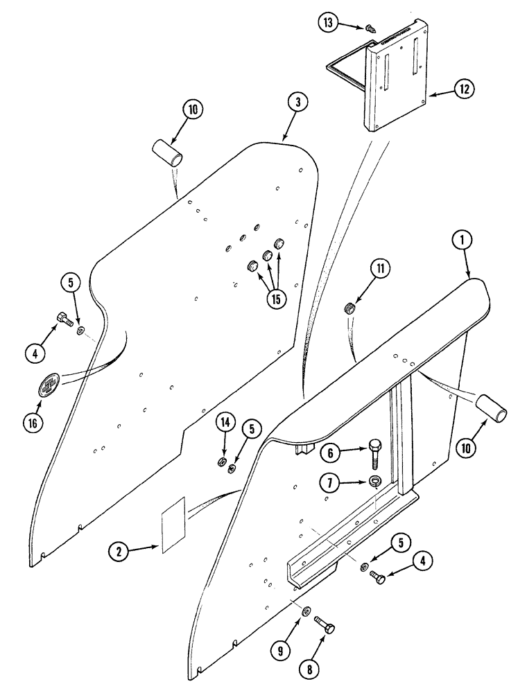 Схема запчастей Case 380B - (9-14) - REAR FENDERS - CROWN TOP (09) - CHASSIS