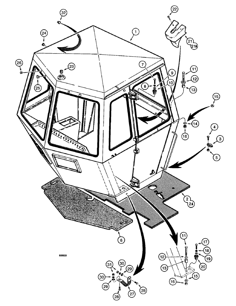 Схема запчастей Case W14 - (596) - CAB MOUNTING (09) - CHASSIS/ATTACHMENTS