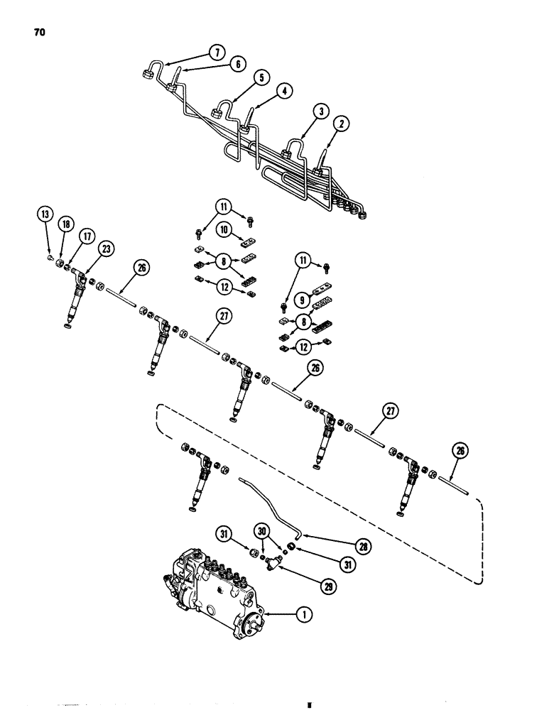 Схема запчастей Case 1080 - (070) - FUEL INJECTION SYSTEM, 504BDT DIESEL ENGINE (10) - ENGINE