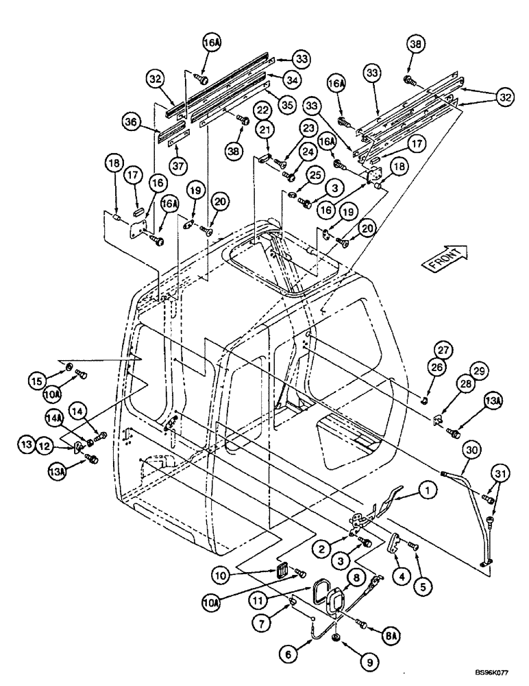 Схема запчастей Case 9007B - (9-58) - CAB AND CAB EXTERNAL TRIM (09) - CHASSIS