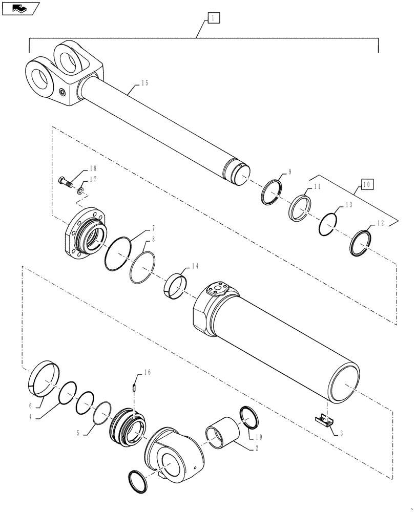 Схема запчастей Case 1021F - (35.160.01[02]) - LIFT CYLINDER ASSEMBLY Z-BAR, XR (35) - HYDRAULIC SYSTEMS