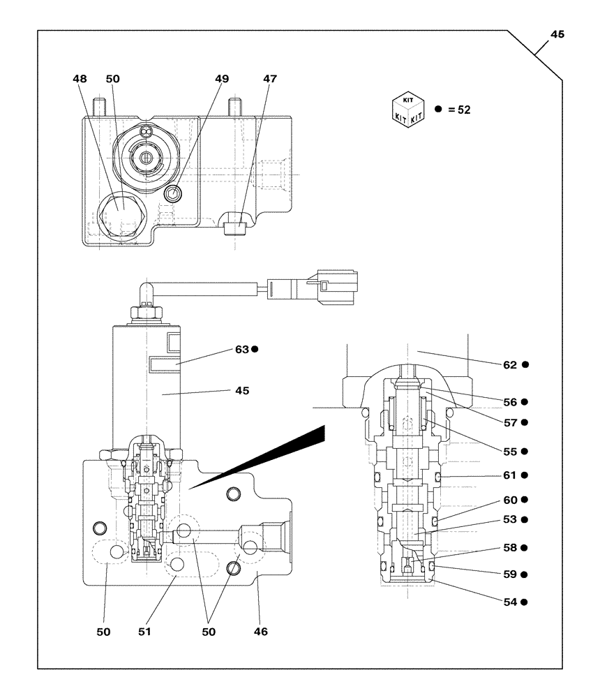 Схема запчастей Case CX350C - (08-035[00]) - HIGH PRESSURE PUMP - SOLENOID VALVE - STANDARD (08) - HYDRAULICS