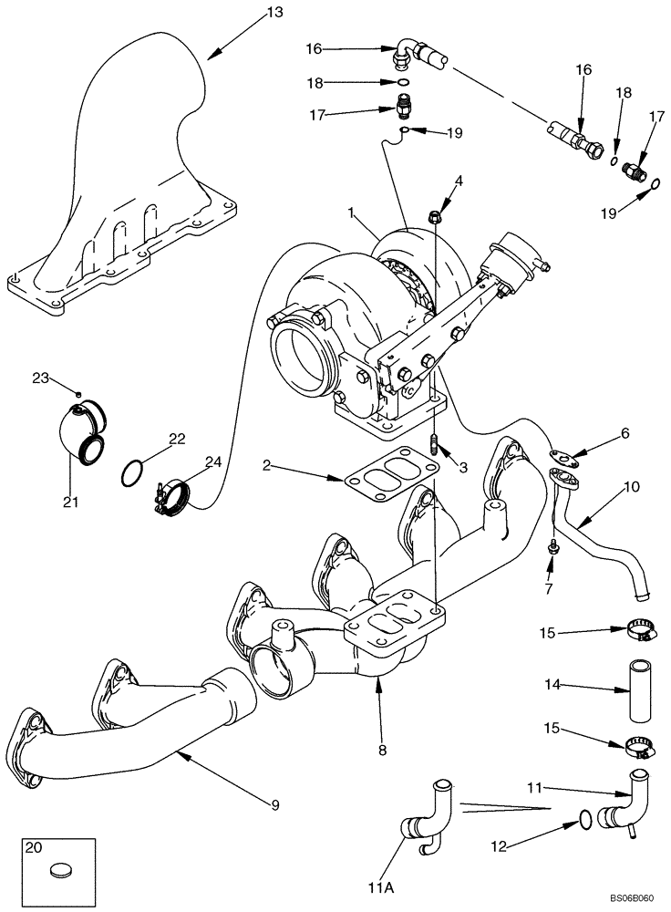 Схема запчастей Case CX330 - (02-09) - TURBOCHARGER SYSTEM (02) - ENGINE