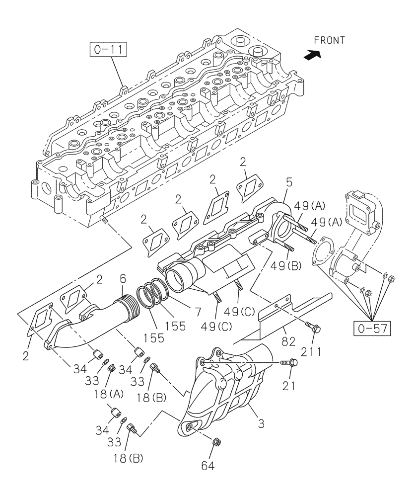 Схема запчастей Case CX300C - (02-027-01[01]) - EXHAUST PIPE (02) - ENGINE