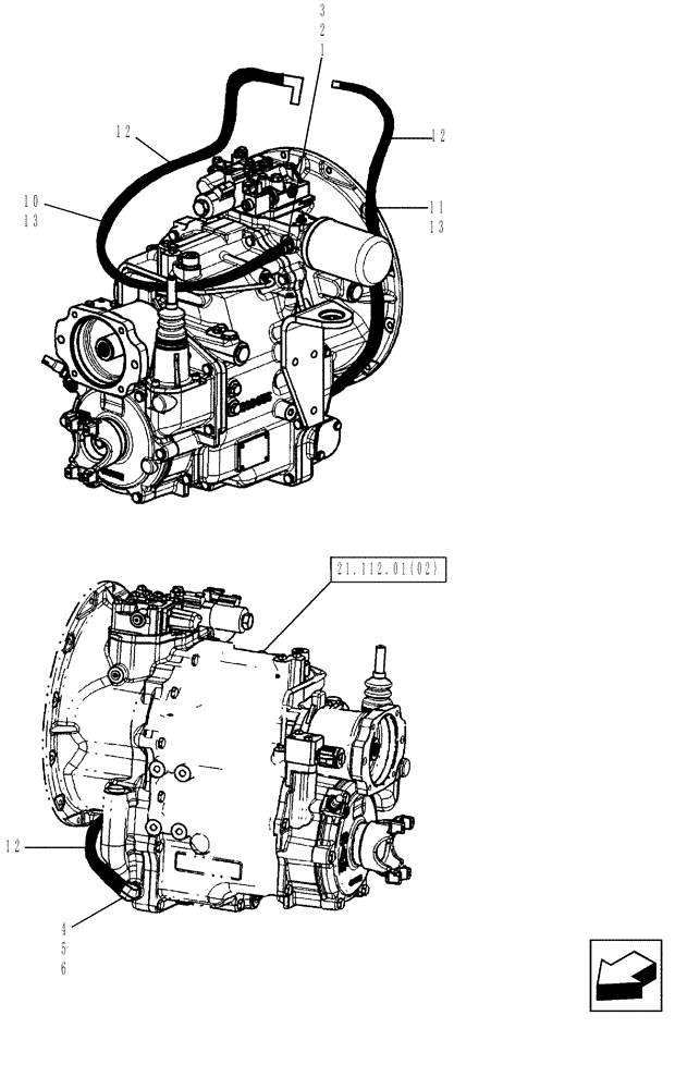 Схема запчастей Case 580SM - (33.202.11) - BRAKE LINES TO TRANSMISSION - 2WD (580SM) (33) - BRAKES & CONTROLS