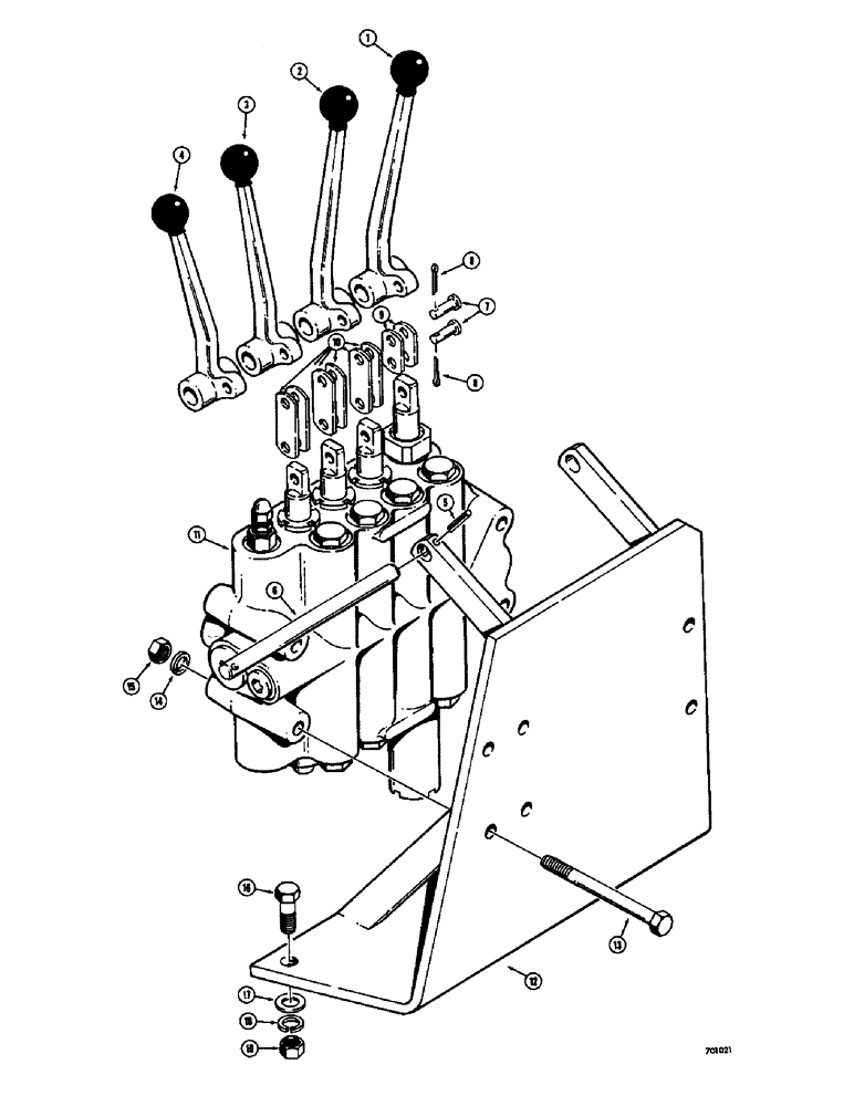 Схема запчастей Case 26B - (054) - 3 POINT HITCH CONTROL LEVERS, WITH UNIT BODY TYPE CONTROL VALVE 