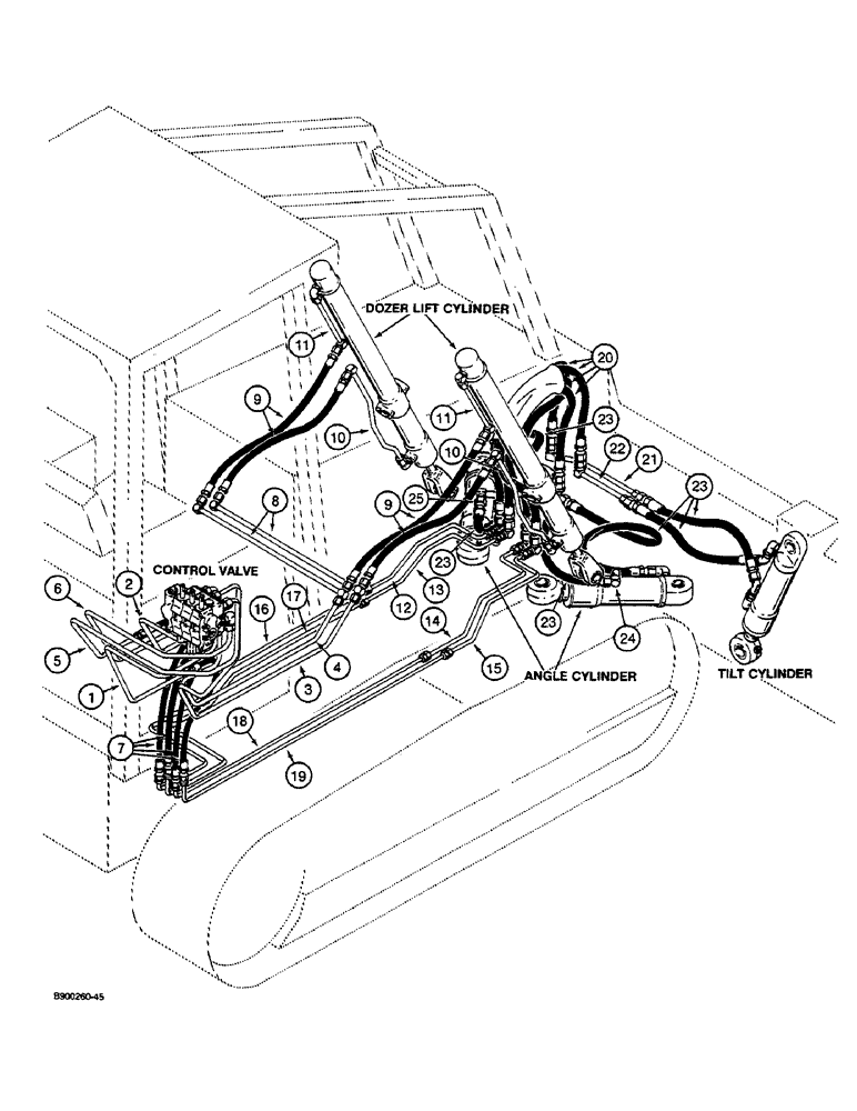Схема запчастей Case 450C - (1-12) - PICTORIAL INDEX, DOZER LIFT, TILT, AND ANGLE HYDRAULIC CIRCUIT (00) - PICTORIAL INDEX