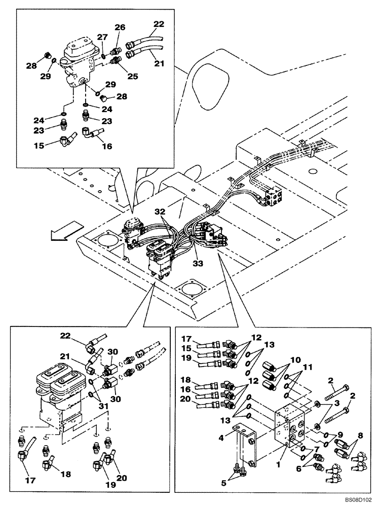 Схема запчастей Case CX350B - (06-07) - HYDRAULICS - TRAVEL CONTROL, SINGLE PEDAL (06) - POWER TRAIN