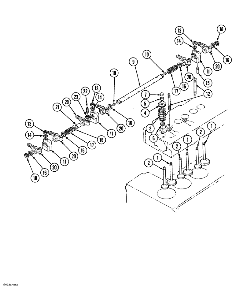 Схема запчастей Case 1818 - (2-28) - VALVE MECHANISM AND ROCKER ARM, DIESEL MODELS (02) - ENGINE