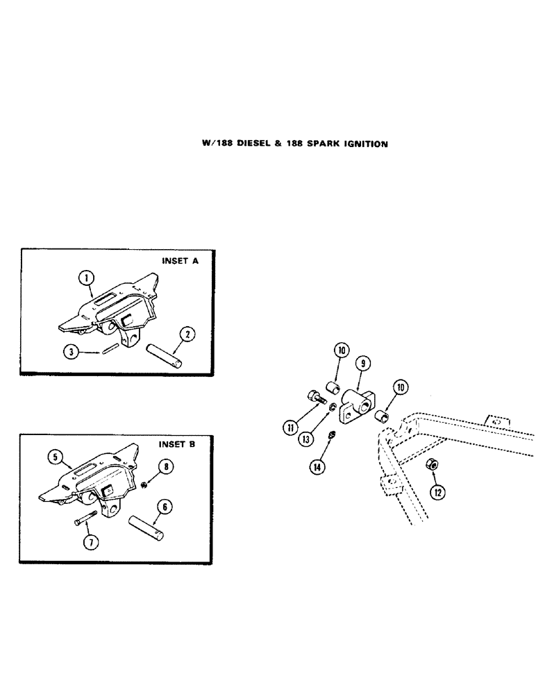 Схема запчастей Case 580B - (117A) - FRONT AXLE REAR PIVOT (05) - STEERING