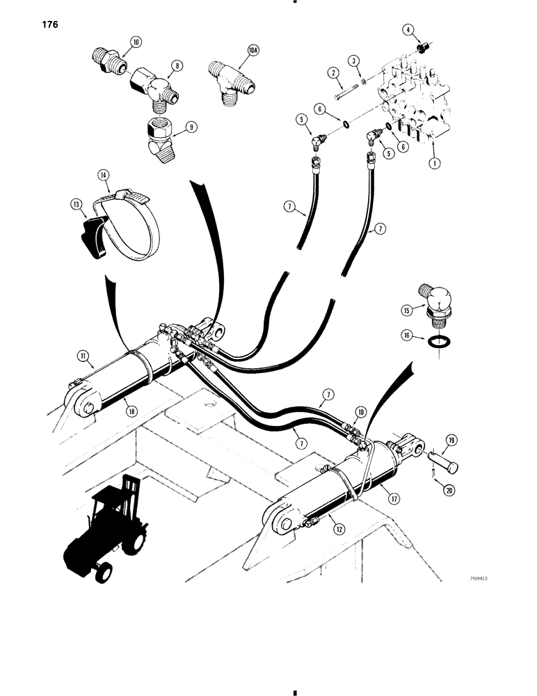Схема запчастей Case 584C - (176) - MAST TILT CYLINDER HYDRAULIC CIRCUIT (35) - HYDRAULIC SYSTEMS
