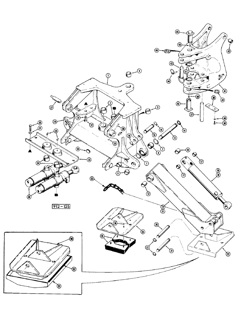 Схема запчастей Case 35 - (098) - MOUNTING FRAME AND STABILIZER-35 BACKHOE 