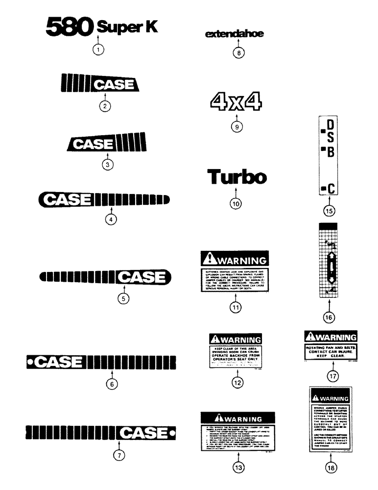 Схема запчастей Case 580SK - (9-246) - DECALS (09) - CHASSIS/ATTACHMENTS