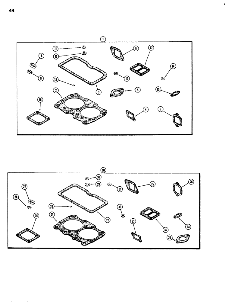 Схема запчастей Case 680G - (044) - ENGINE GASKET KITS, 336BD DIESEL ENGINE VALVE GRIND KIT (02) - ENGINE