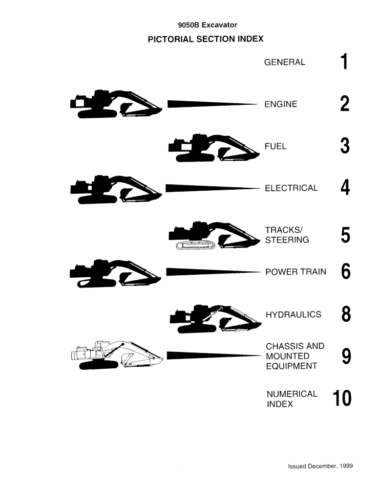 Схема запчастей Case 9050B - (1-003) - PICTORIAL SECTION INDEX (00) - PICTORIAL INDEX