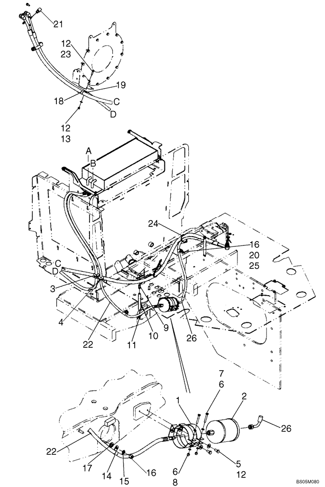Схема запчастей Case 521D - (09-48A) - AIR CONDITIONING HOSES (09) - CHASSIS