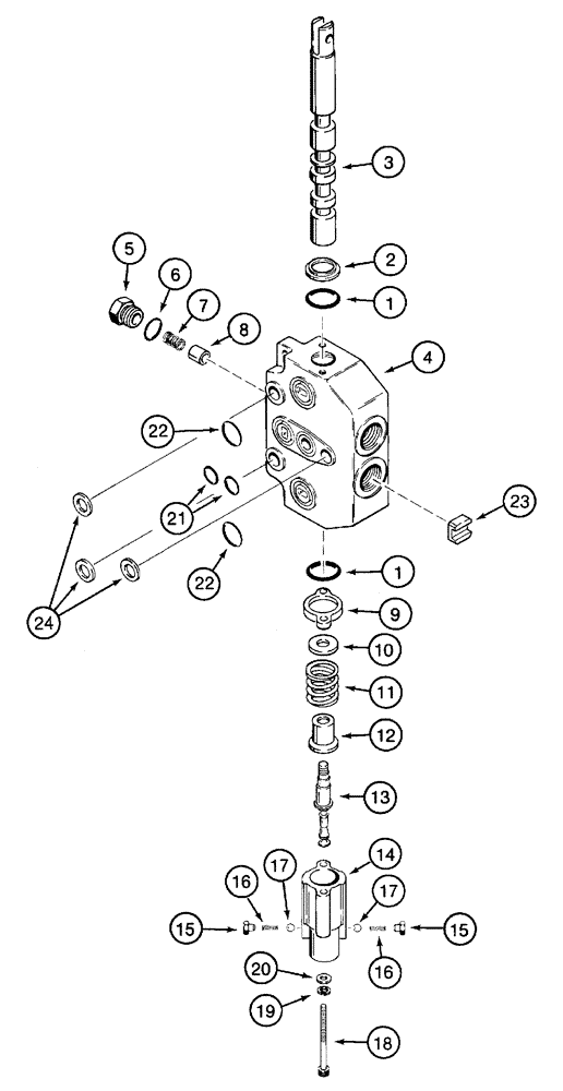 Схема запчастей Case 460 - (8-024) - ATTACHMENT CONTROL VALVE ASSEMBLY, H674409, BLADE LIFT SECTION (08) - HYDRAULICS