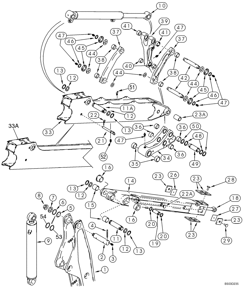 Схема запчастей Case 590SM - (09-24) - BACKHOE - DIPPER, EXTENDABLE (09) - CHASSIS/ATTACHMENTS