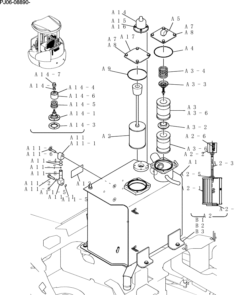 Схема запчастей Case CX50B - (063-60[1]) - TANK ASSY, HYD NIBBLER & BREAKER (35) - HYDRAULIC SYSTEMS