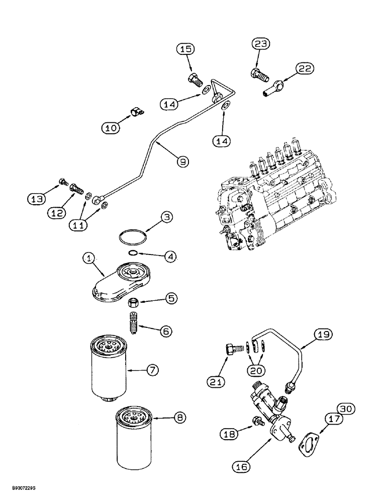 Схема запчастей Case 721B - (3-10) - FUEL FILTER AND TRANSFER PUMP, 6T-830 ENGINE, PRIOR TO LOADER P.I.N. JEE053200 (03) - FUEL SYSTEM