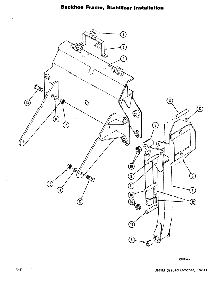 Схема запчастей Case DH4B - (5-02) - BACKHOE FRAME, STABILIZER INSTALLATION (84) - BOOMS, DIPPERS & BUCKETS