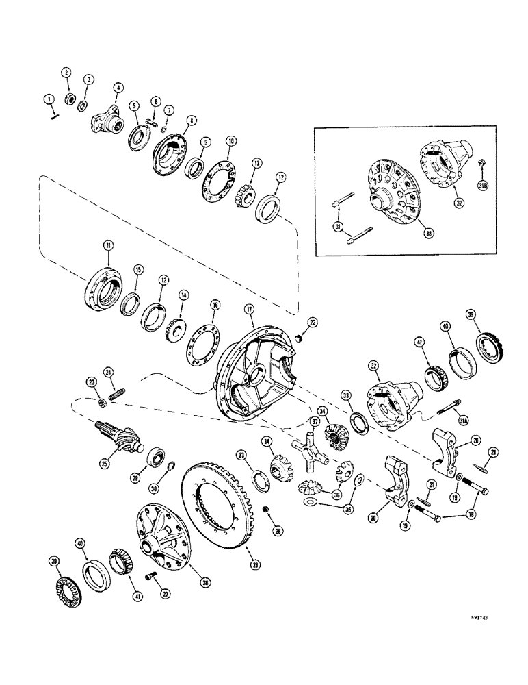 Схема запчастей Case W10B - (190) - L11612 AND L15394 REAR STEERING AXLES, DIFFERENTIAL (06) - POWER TRAIN