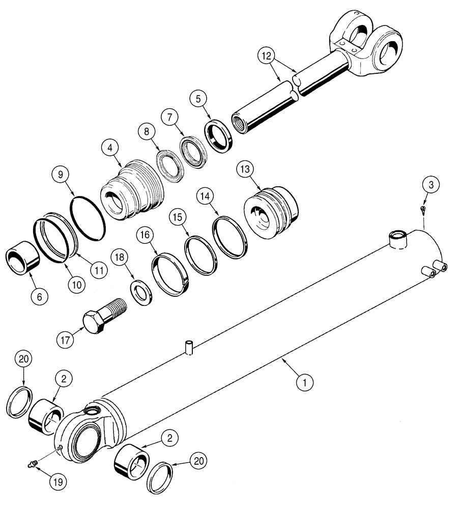 Схема запчастей Case 621D - (08-30) - CYLINDER ASSY - LOADER BUCKET, XT LOADER (08) - HYDRAULICS