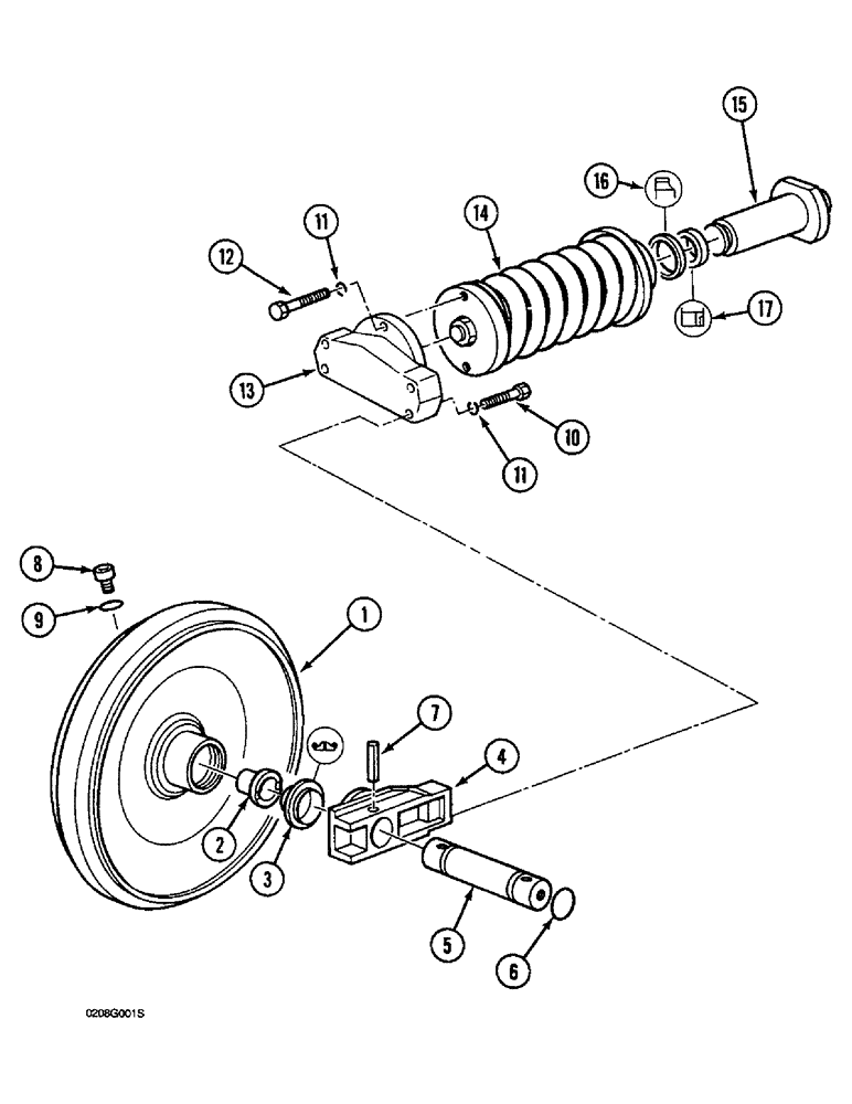 Схема запчастей Case 1088 - (5-20) - TRACK IDLER AND ADJUSTMENT CYLINDER, ITM IDENTIFICATION (11) - TRACKS/STEERING