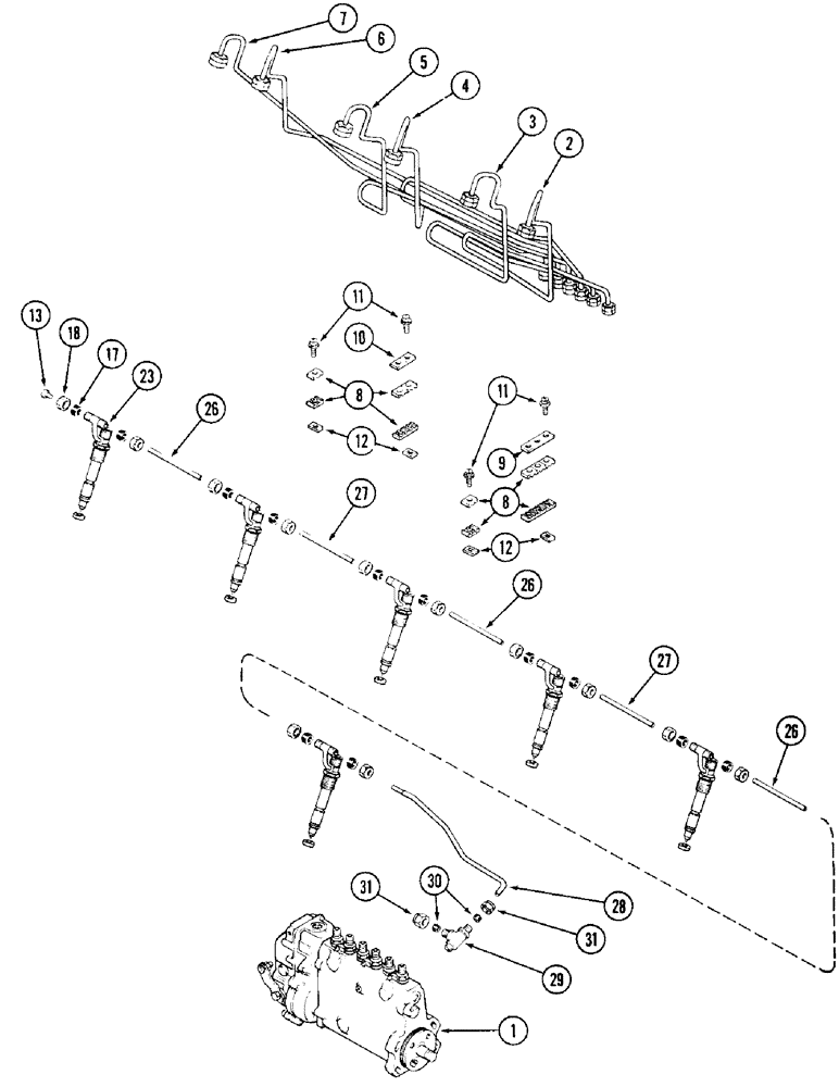Схема запчастей Case 1187 - (062) - FUEL INJECTION SYSTEM, 504BDT DIESEL ENGINE (01) - ENGINE