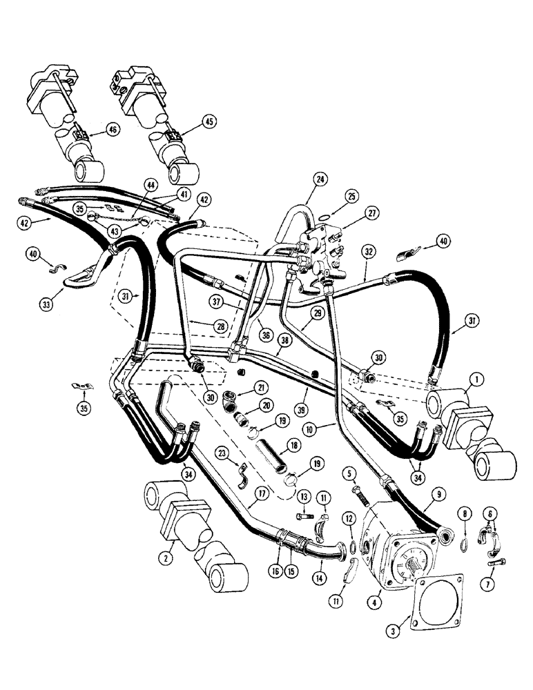 Схема запчастей Case W10 - (172) - TWO SPOOL VALVE HYDRAULIC SYSTEM (08) - HYDRAULICS