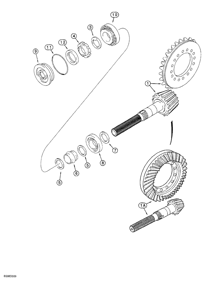 Схема запчастей Case 580SL - (6-180) - REAR DRIVE AXLE, RING AND PINION GEAR SET (06) - POWER TRAIN