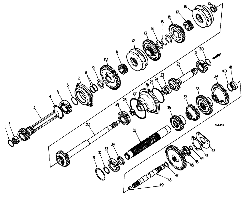 Схема запчастей Case 3400 - (020) - SPEED TRANSMISSION - IN CLUTCH HOUSING (21) - TRANSMISSION