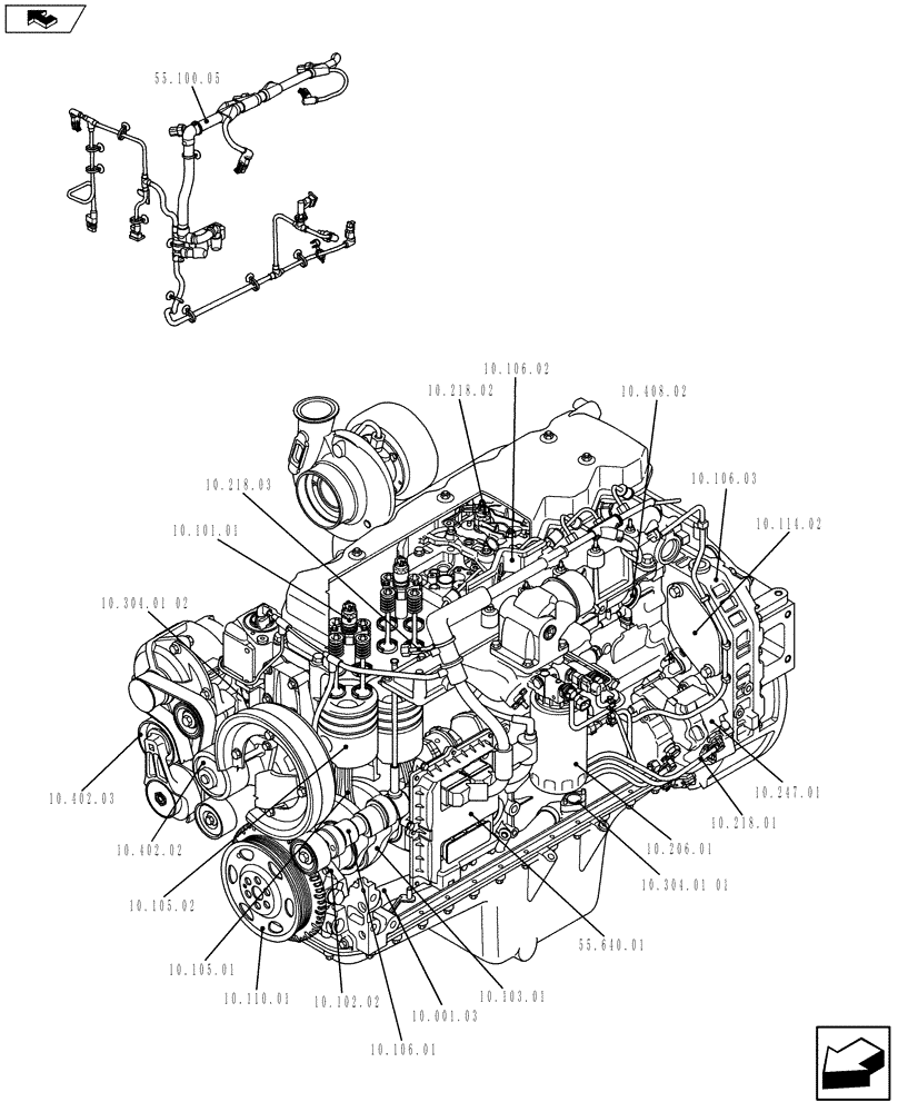 Схема запчастей Case 921F - (10.000.01[01]) - ENGINE (5801366336 - 5801385962 - 5801366337 - 5801385963) (10) - ENGINE