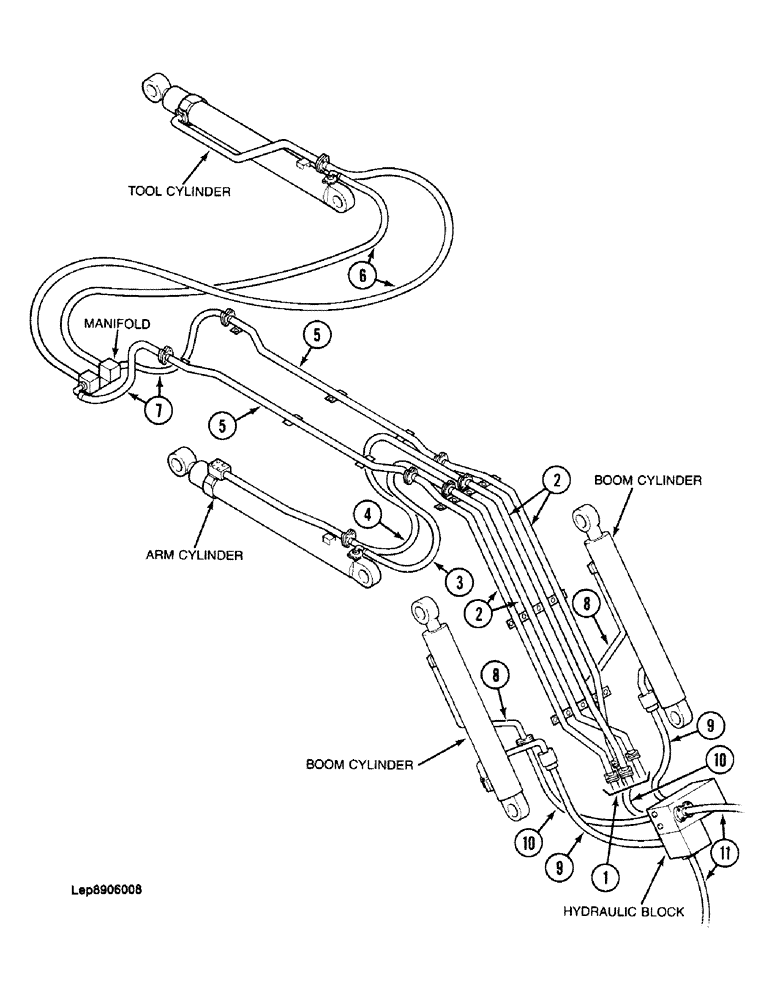 Схема запчастей Case 688 - (1-26) - PICTORIAL INDEX, ATTACHMENT HYDRAULIC CIRCUIT (00) - PICTORIAL INDEX