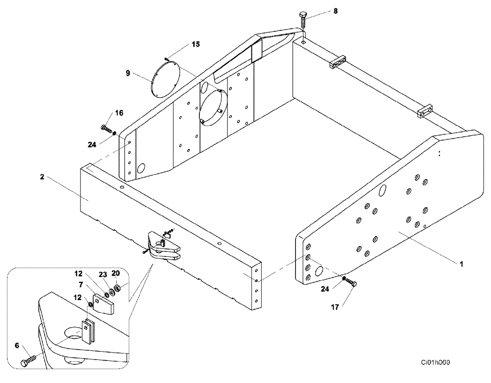 Схема запчастей Case SR20 - (12-005-00[01]) - CHASSIS - DRUM (12) - Chassis/Attachments