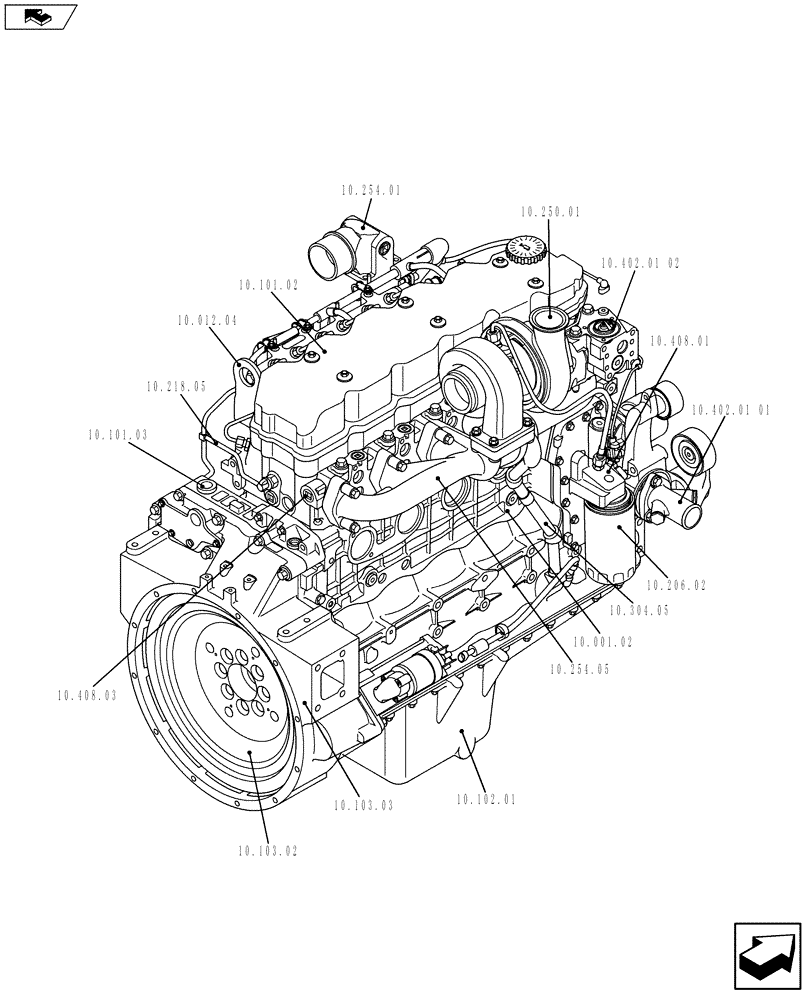 Схема запчастей Case F4HFE613Z A005 - (10.000.01[02]) - ENGINE (5801366340) (10) - ENGINE