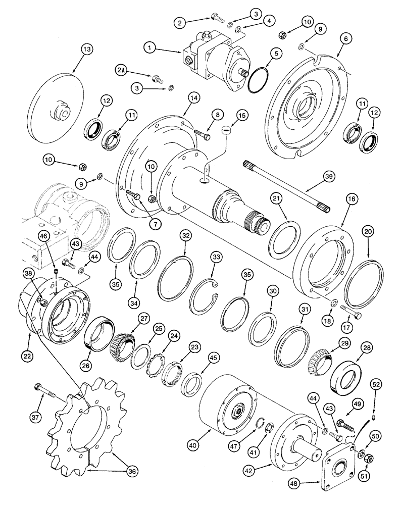 Схема запчастей Case 460 - (9-46) - TRENCHER DRIVE LINE MOUNTING, PLANETARY DRIVE TRENCHER (09) - CHASSIS/ATTACHMENTS