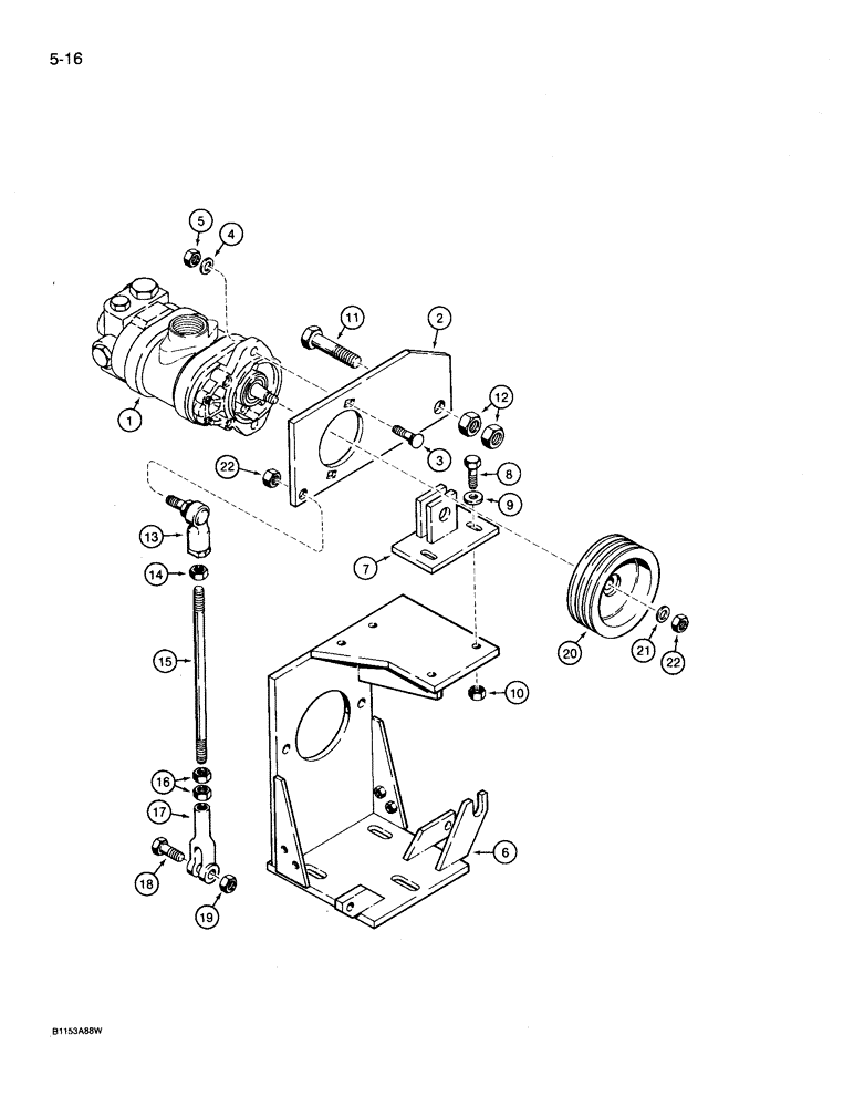 Схема запчастей Case 360 - (5-16) - DUAL PUMP MOUNTING - WISCONSIN GASOLINE ENGINE MODELS, P.I.N. 1256193 AND AFTER (05) - STEERING