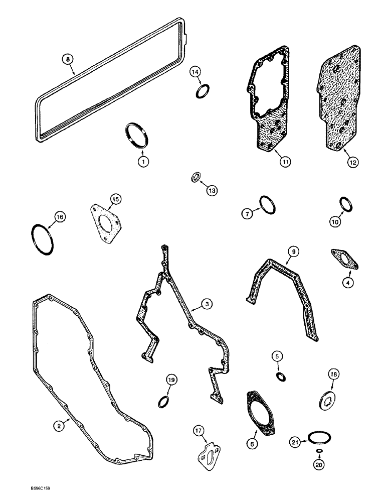 Схема запчастей Case 621B - (2-48) - GASKET KIT, 6T-590 ENGINE, PRIOR TO LOADER P.I.N. JEE0053350, CYLINDER BLOCK (02) - ENGINE