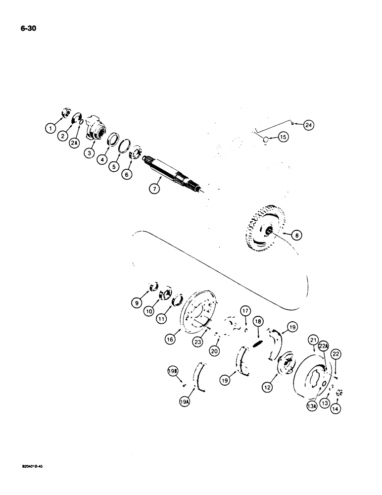 Схема запчастей Case W18B - (6-30) - TRANSMISSION, AXLE OUTPUT SHAFT AND PARKING BRAKE (06) - POWER TRAIN