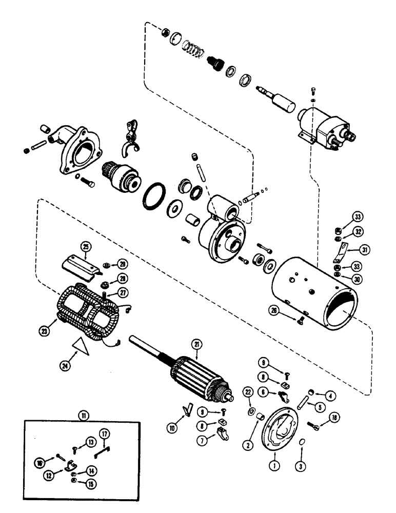 Схема запчастей Case 800 - (062) - A15485 STARTER, (336BD) AND (336BDT) DIESEL ENGINES, USED PRIOR TO TRACTOR SERIAL NUMBER 9110276 (06) - ELECTRICAL SYSTEMS