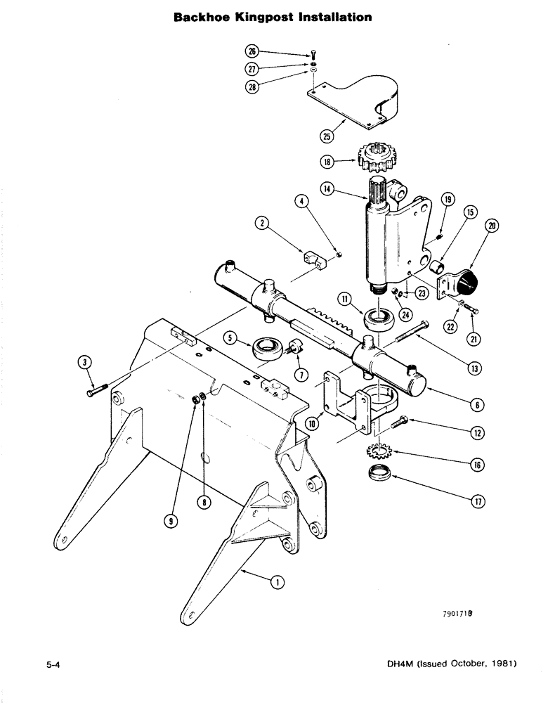 Схема запчастей Case DH4 - (5-04) - BACKHOE KINGPOST INSTALLATION (84) - BOOMS, DIPPERS & BUCKETS