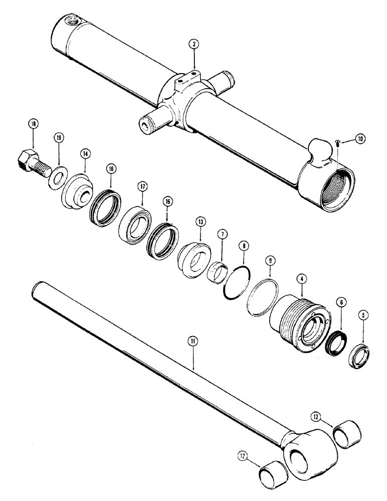 Схема запчастей Case W7E - (234) - G33461 LOADER TILT CYLINDER, 3" CYLINDER WITH 25-3/4" STROKE W/ GLAND IDENTIFICATION RING (08) - HYDRAULICS