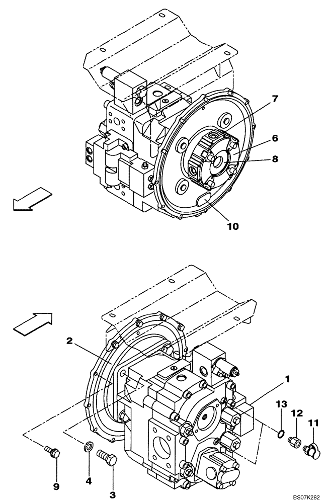 Схема запчастей Case CX225SR - (08-02) - PUMP ASSY, HYDRAULIC - STANDARD - COUPLING (08) - HYDRAULICS