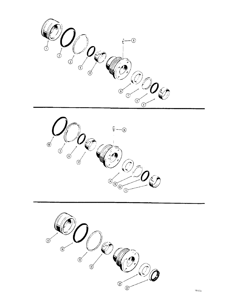 Схема запчастей Case 310G - (284) - CYL. PACKING KITS, USED IN LOADER HYDRA-LEVELING & DUMP CYLS., 2-1/2" I.D. TUBE & 1-1/2" DIA. ROD (07) - HYDRAULIC SYSTEM